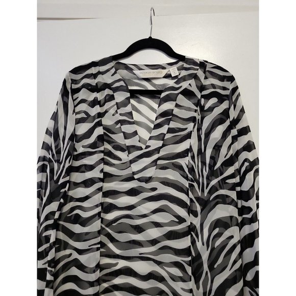 Vintage victoria's secret collection sheer zebra caftan black white med/Large - Picture 3 of 8